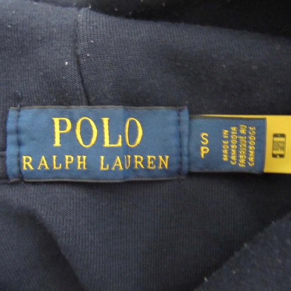 Polo Ralph Lauren Men’s Navy Blue Gold Crest Double Knit Hoodie Sweatshirt Small - Picture 10 of 12